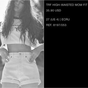 NWT Zara Shorts. TRF High wasted mom fit. Size 4. Cream.